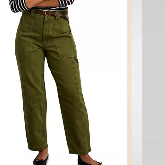 Alex Mill Pants - Alex Mill Phoebe Recycled-Denim Straight-Leg Cargo Pants Army Olive Green 26